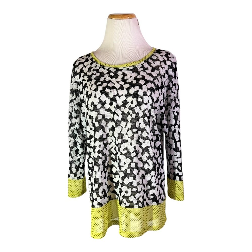 Zoé Size L Sheer Mesh Art To Wear Tunic Top 3/4 Sleeves